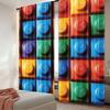 2Pcs Colorful Building Blocks Print Curtain Geometric Blocks Curtain Suitable For Bedroom Bathroom Living Room Dining Room Study