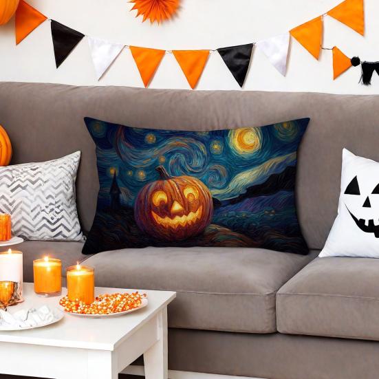 Хэллоуин Наволочка Тыква под Звездной Ночью Наволочка Художественная Наволочка для Спальни Гостиной Гостевых Комнат Декор Дивана A 636₽