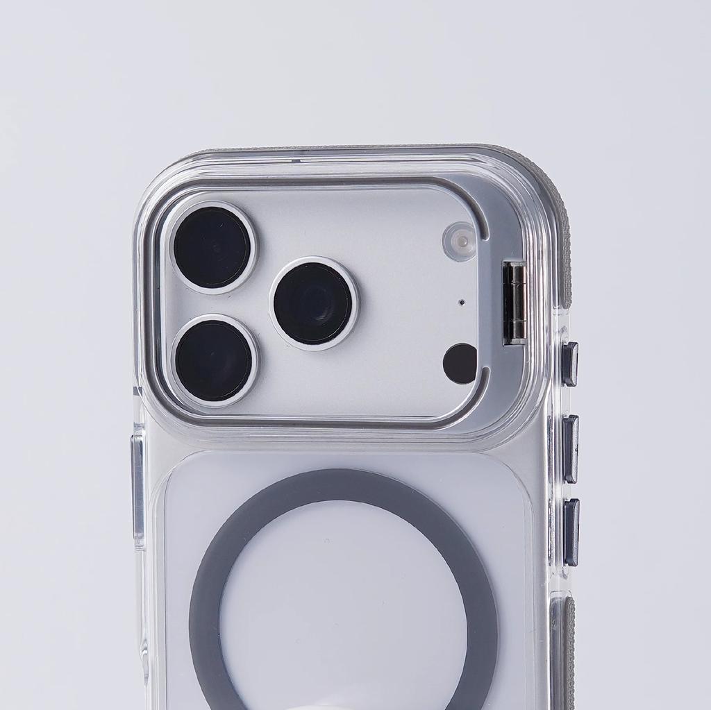 Invisible Alloy Lens Stand Magnetic Armor Case For iPhone 17 Air 16 15 14 Plus 13 12 Pro Max Magsafe Anti-Slip Transparent Cover