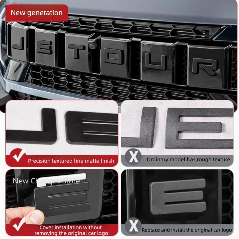 For Jetour T2 2023-2025 Automobile ABS Bright Black Grille Letter Marking Sticker Auto Exterior Decoration Parts