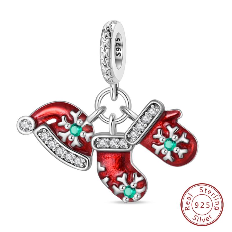 New Winter Charms Bead Copper Snowflake Snowman Penguin Deer Dangle Fit Bangle Bracelet Necklace Diy Jewelry