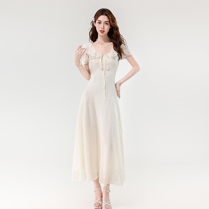 Elegant French Ruffle Dress - Slim-Fit Waist-Cinching Summer Style for Women