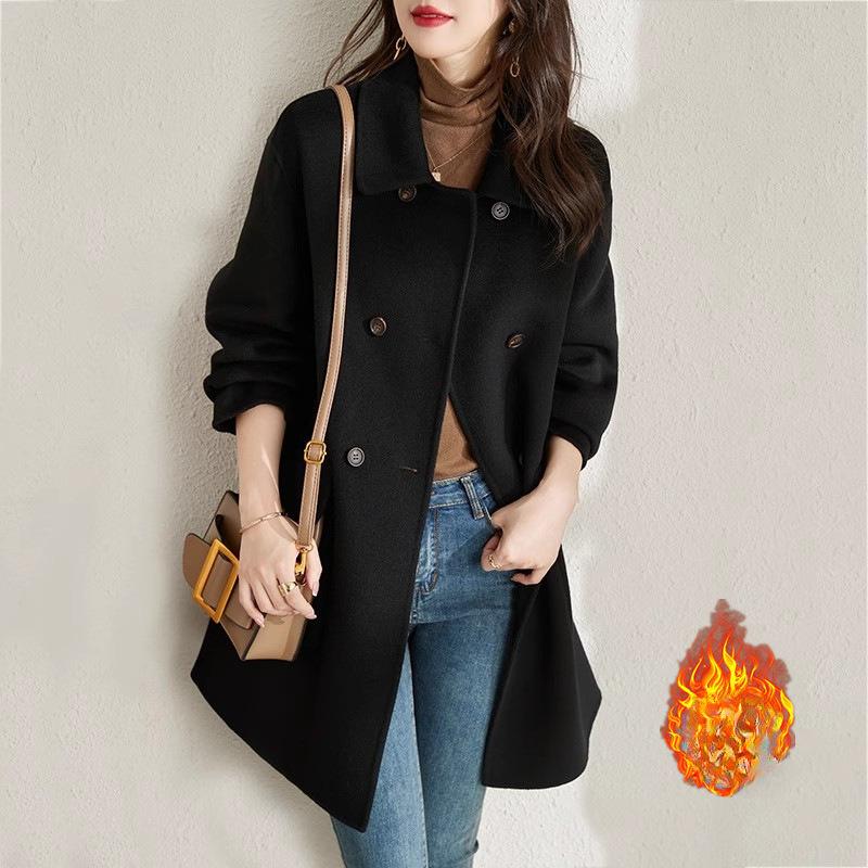 Cotton Woolen Coat Women's New Autumn and Winter Thickened Korean Version Slim and Thin Medium and Long Woolen Coat