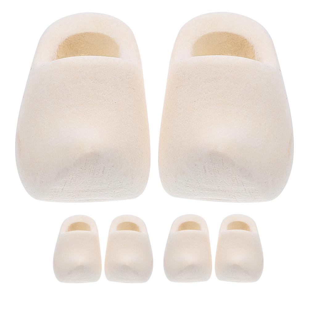 3 Pairs Wooden Shoe Model Accessories House Craft Decoration Baby Slippers Mini Miniature Shoes Bride Kids Toys