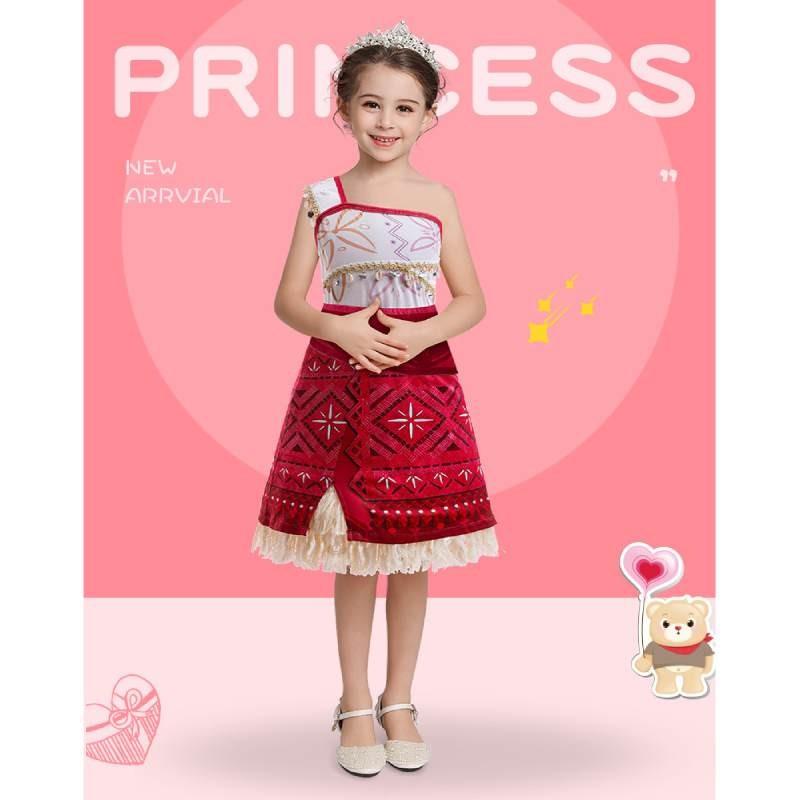 Moana Cosplay Dress For Girls With Fluorescent Fabric Kids Princess Costume For Birthday Gift