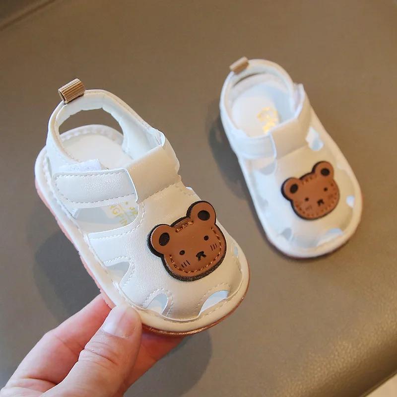 Fashion Kids Sandals Summer Girls Boys Cutout Sneakers Breathable Cartoon Bear Children Shoes Closed Toe Baby Toddlers Beach Sandalias