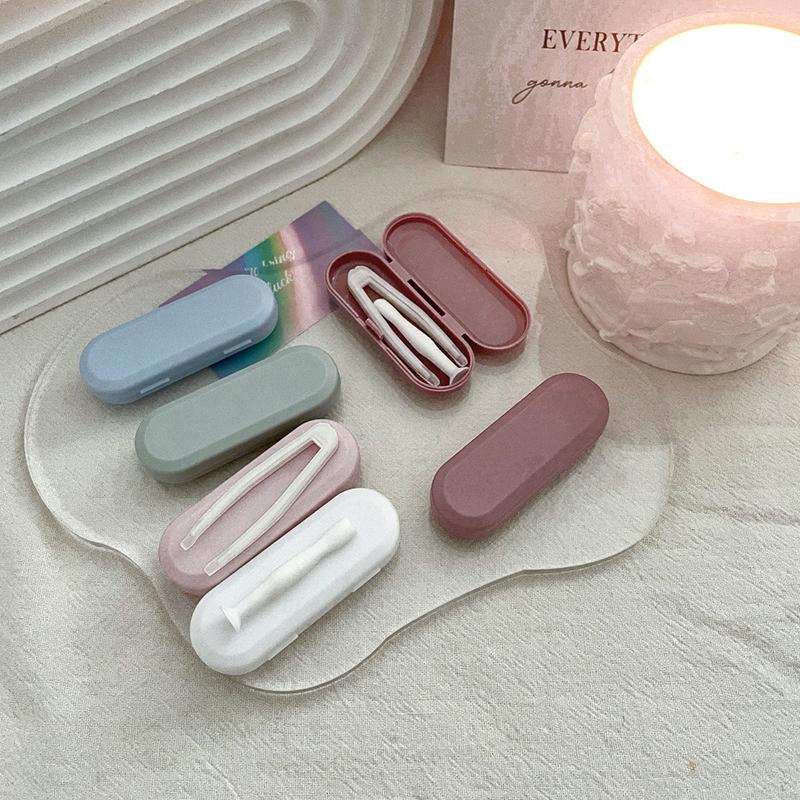 Tragbare Mini-Kontaktlinsenbox mit Spiegel Kunststoff-Kontaktlinsenbehälter Macaron-Farbe Linsenbox Pflegebox Reise Outdoor Zuhause Geschenk