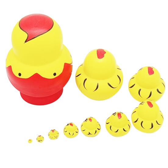 1 Set Lovely Nesting Dolls Animal Design Ten Layers Cartoon Chick Matrioska Toy for Child