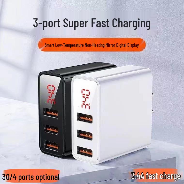 Digital Display Multi-Port Fast Charger for Vivo, Huawei, Xiaomi, Apple
