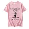 Men's Clothes Intelligence Is The Ability To Adapt To Change Fashion Tops Casual Funny Short Sleeve Tees Oversized T-Shirts