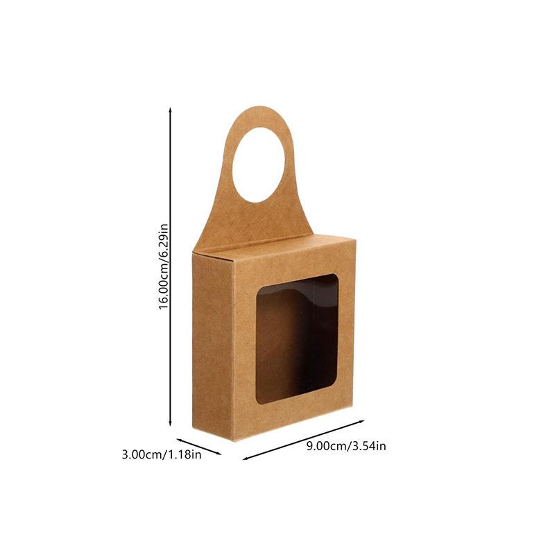20PCS Kraft Paper Red Wine Gift Box Window Hanging Box Candy Biscuit Packaging Box White Card Folding Paper Packaging Candy Gift