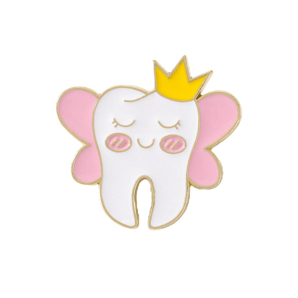 

Foreign trade new care teeth theme cartoon badge alloy oil drop brooch clothing bag pendant jewelry