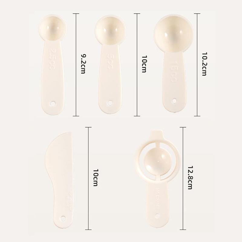 

1Set Measuring Cups And Spoons Set White Plastic Kitchen Tools For Baking Cooking Mixing With Accurate Markings 5Pcs