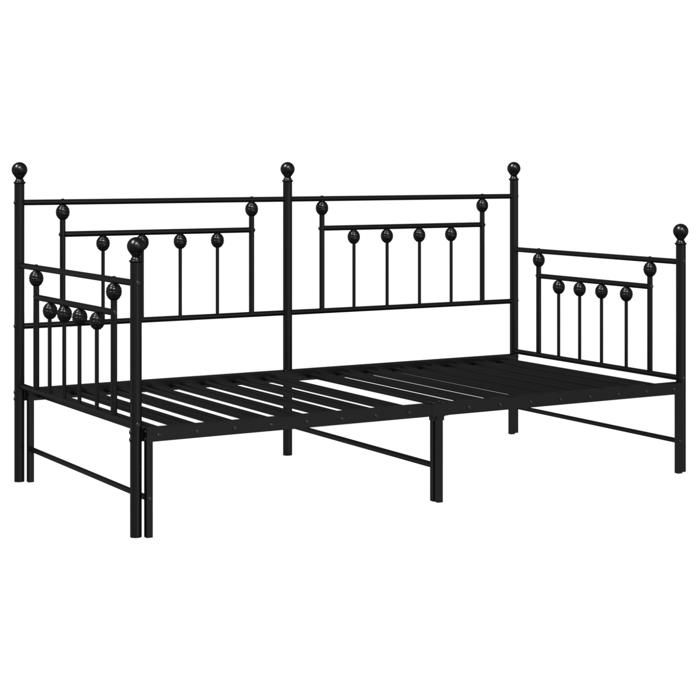 VidaXL Cadre de lit jumeau avec lit gigogne Noir 100x200 cm Acier 42002668