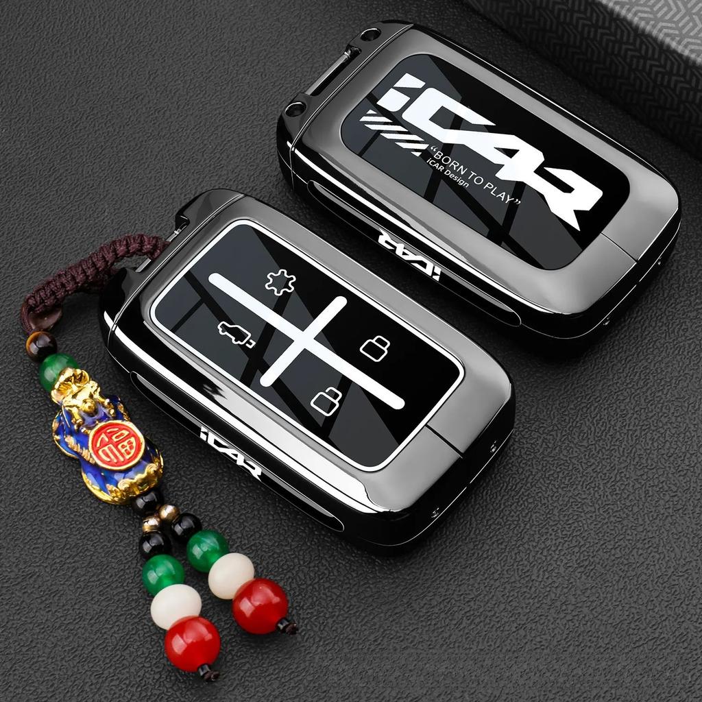For Chery ICAR V27 ICAUR 2026 Key Fob Cover Smart Card Key Case with Keychain Buckle Protective Shell for Men Women Accessories