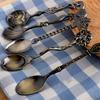 5Pcs/Set Coffee Scoop Antique Graceful Shape Alloy Royal Style Table Spoon for Home