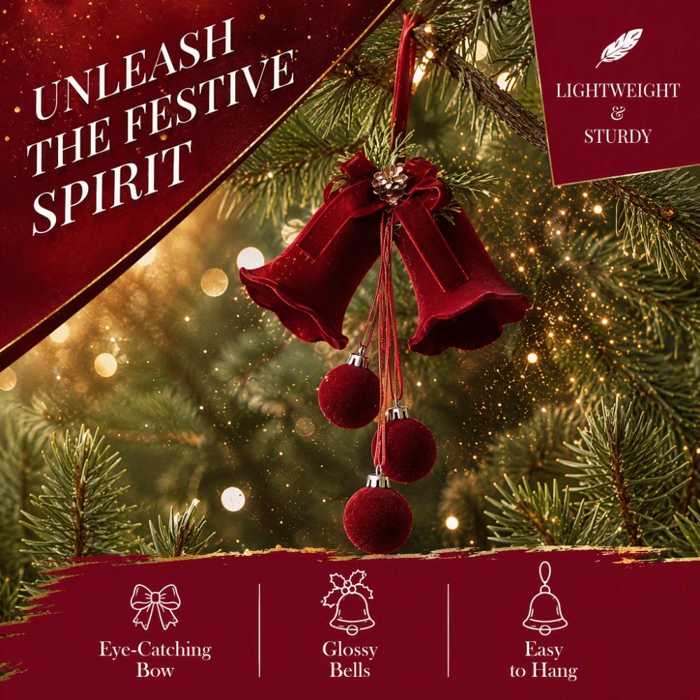 Plastic Tree Topper Wine Red Color Xmas Bell Festive Vibe Hanging Bauble Xmas Tree Decor