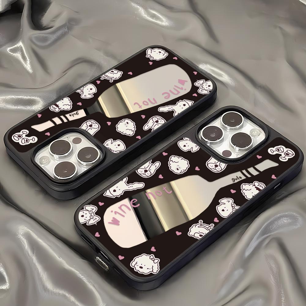 Mirror Phone Case for iPhone 15 11 13 14 for 15 16 Pro Max 12 13 16 Pro Cloud Flower and Animal Cute Style Phone Case