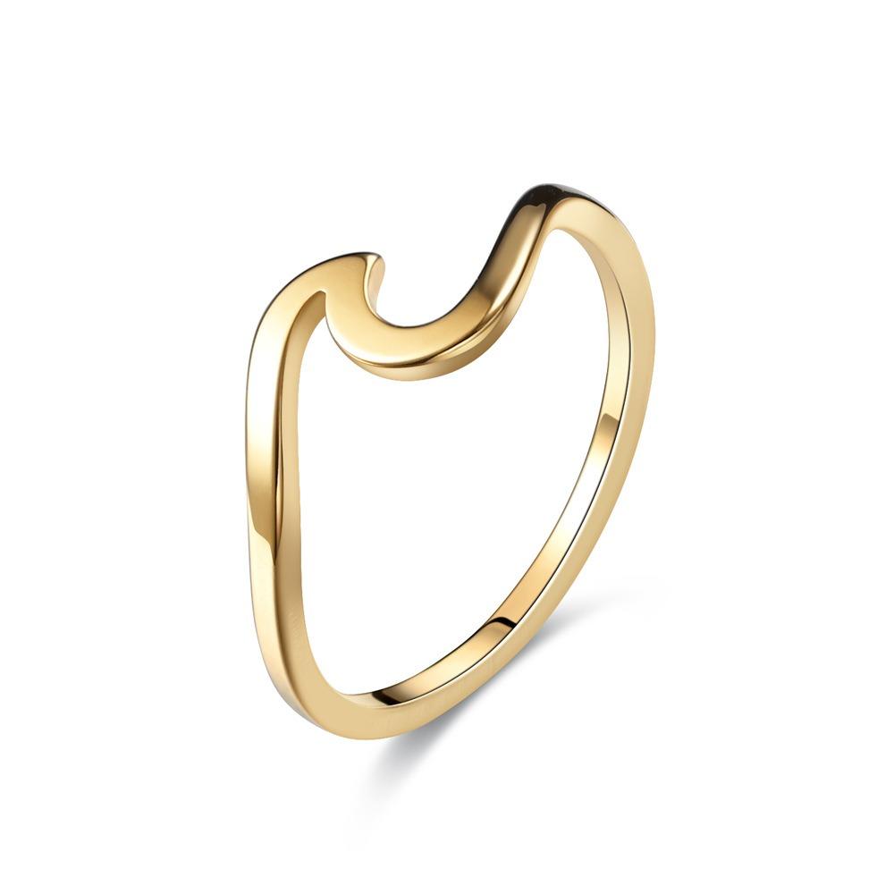 Fashion Minimalist Stainless Steel Hollowed Curved Plain Finger Rings for Women Does Not Fade Statement Jewelry Birthday Gifts