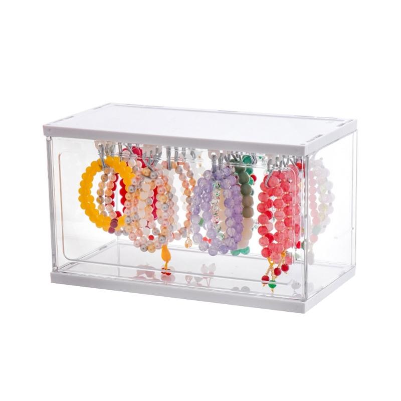 

Acrylic Jewelry Organizer with Rails and Hooks Clear Earring Storage Case for Necklaces and Rings Bracelets Holder 1