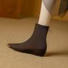 Anti-kick Inner Heightening Short Boots Women's 2025 Autumn and Winter New Metal Pointed Versatile European and American Style Elastic Thin Boots Bare