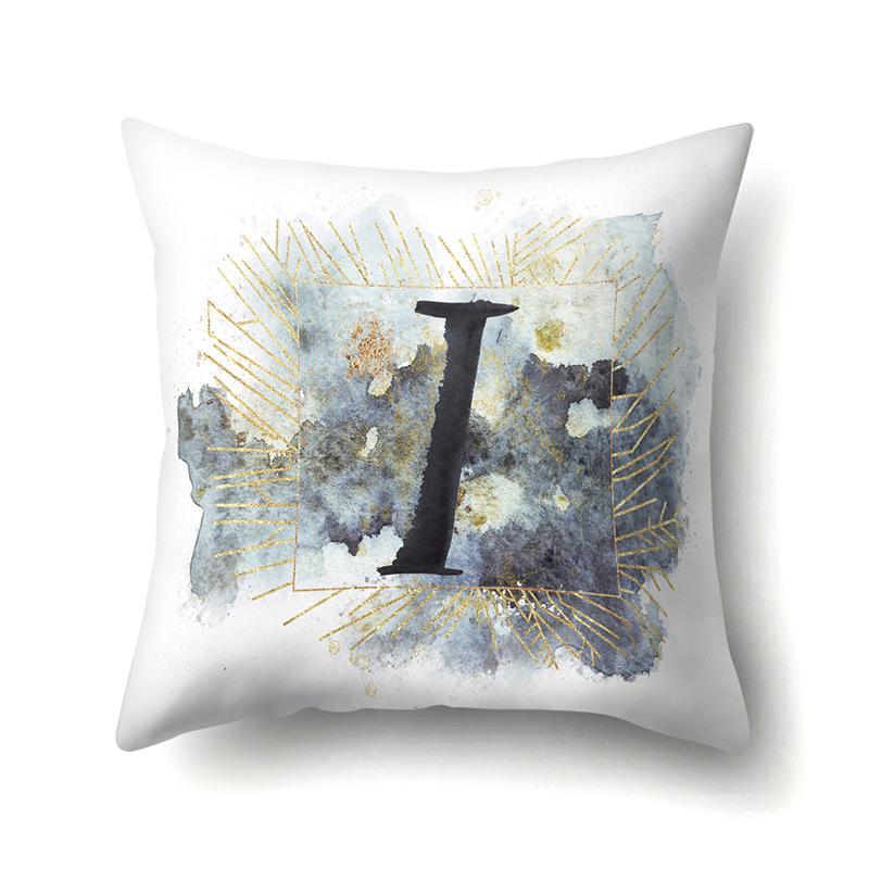 Polyester Pillowcase Home Car Decoration Printing Pillowcase 26 English Letters Sofa Cushion Cover