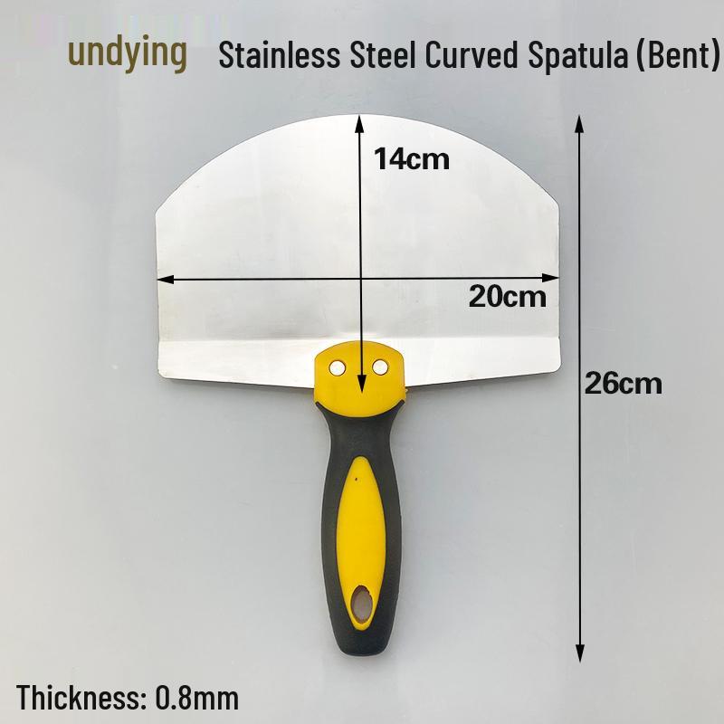 Stainless Steel Gray Curved Fan-Shaped Spatula and Putty Scraper with Thickened Handle - Free Shipping