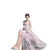 1011 holiday style dress 1011 spring new design tube top long dress purple mesh skirt