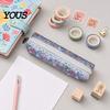 Blumen Federmäppchen Florales Canvas Etui, Vintage Polka Dot Stiftebeutel, Hochwertige Tasche Große Kapazität Schreibwaren Tasche für Schüler, Büro Schule