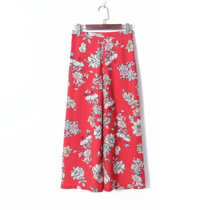 

2023 Women s Spring Clothing K-style Retro Print Lightweight Draped Casual Pants High Waist Loose and Slimming Loose Pants Red Print S