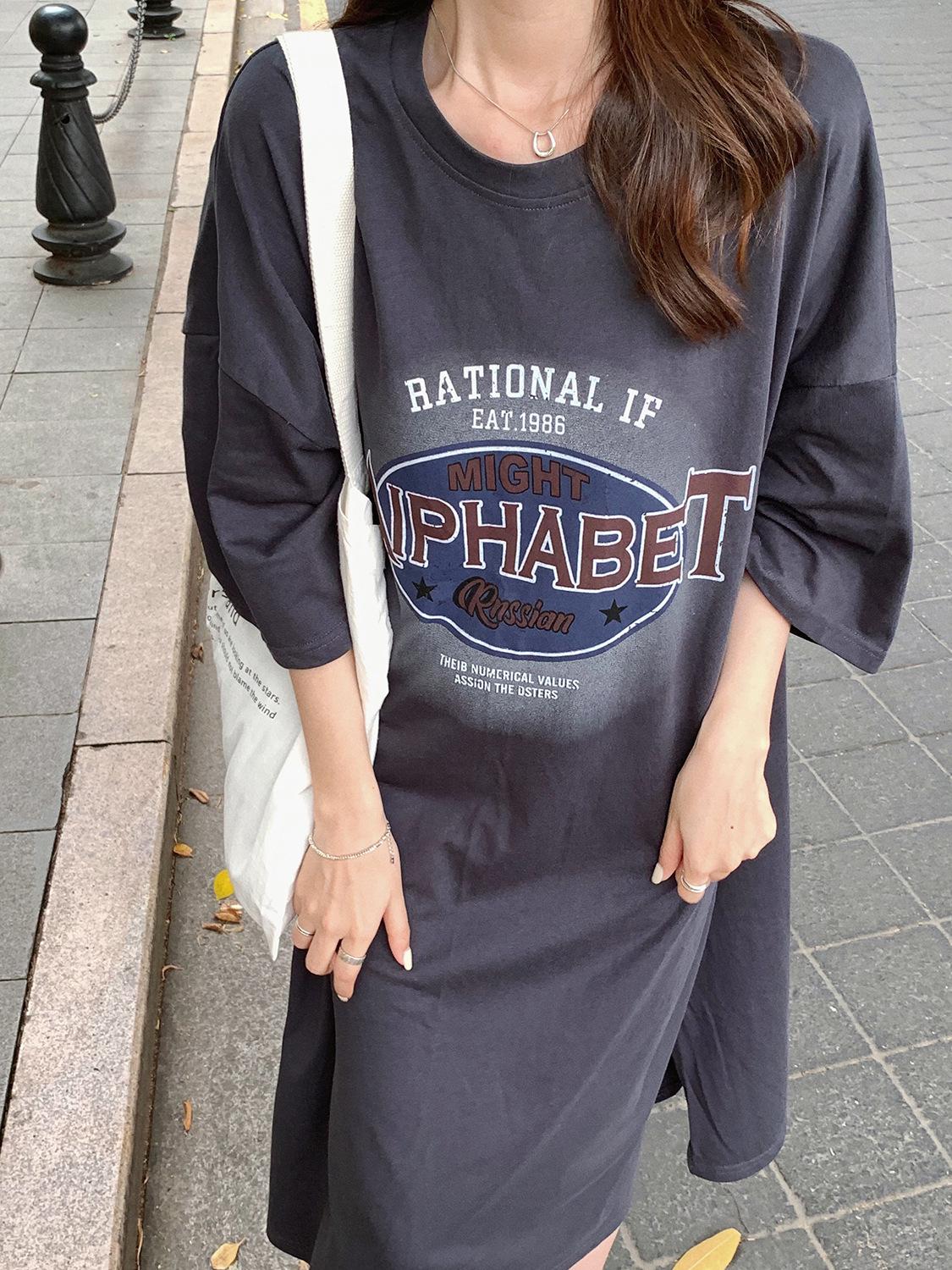 

Женское платье-футболка с коротким рукавом из чистого хлопка больших размеров, летний стиль, свободный крой для маскировки живота, эффект похудения, длинное. XXL