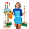 Wooden Housework Pretend Play Toy with Kids Broom and Mop Set Housekeeping Play Set Kids Cleaning Toy Set Gift for Toddlers