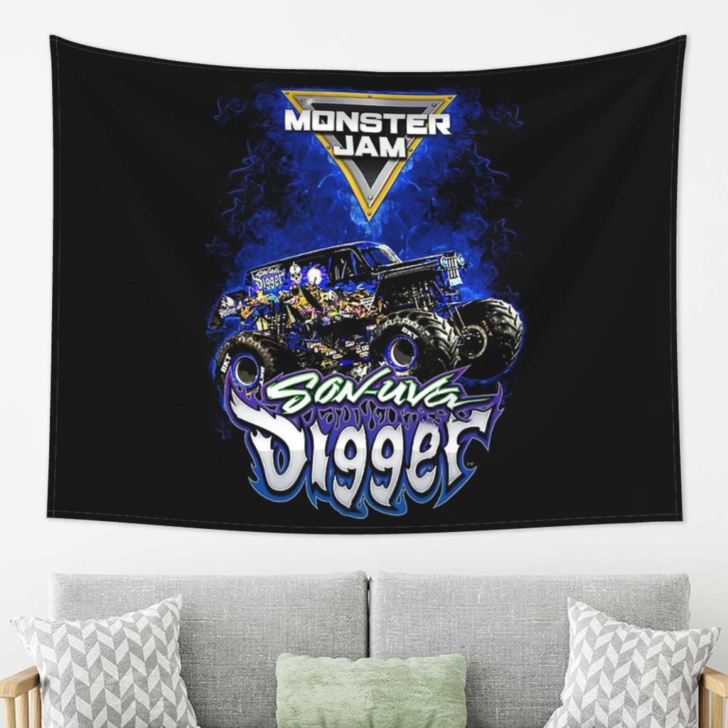 Klassisches Monster Jam Muster Wandteppich Dekoration Kunst Ästhetische Wandteppiche für Wohnzimmer Schlafzimmer Heimwandtuch Wandbehang