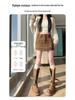 Retro Coffee Suede A-line Mini Skort for Women - Autumn/Winter High Waist Slimming Design