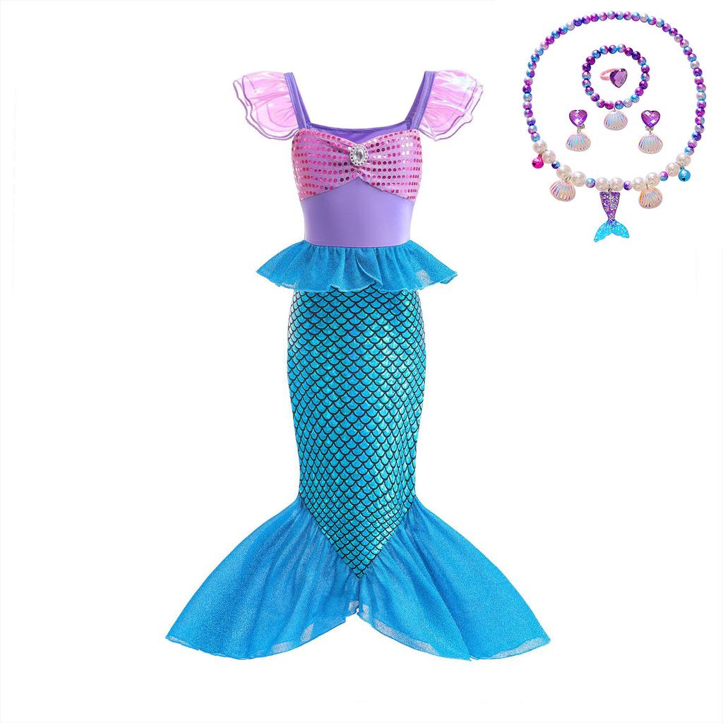 Дитячий костюм косплею русалки, костюм для рольових ігор для дівчаток, костюм для карнавалу, Хелловіну, дня народження, літня сукня принцеси