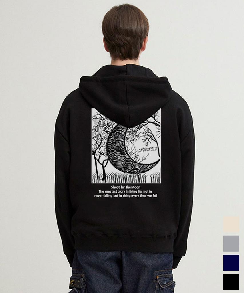 Crescent Moon Print Oversized Hoodie 4 Colors