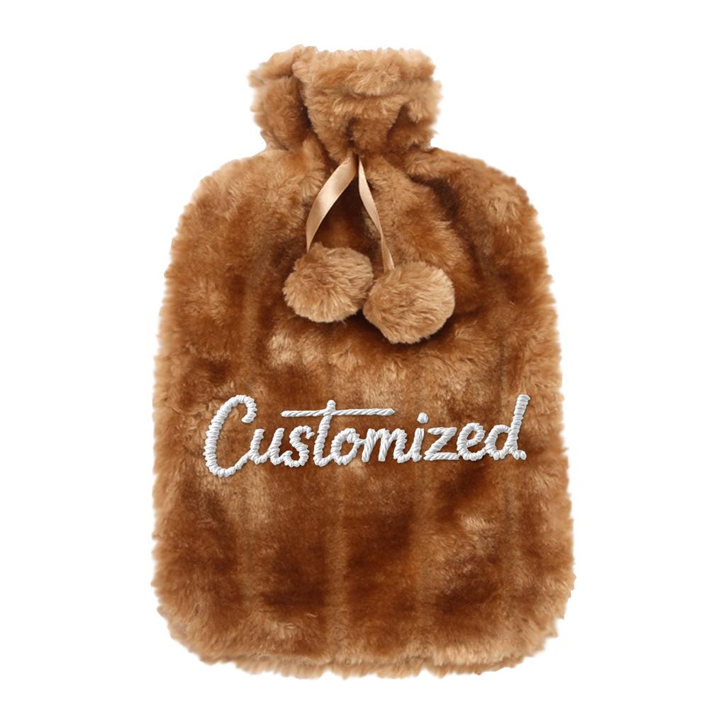 Personalized Custom Embroidered Text BS Rubber Hot Water Bottle Plush Cloth Cover Imitation Cloth Cover Hand Warmer Hot Water Bottle