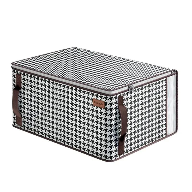 

1 шт. Утолщенная нетканая сумка для хранения одеял для дома, вместительная сумка для упаковки одежды, сумка для организации багажа 55x40x25cm