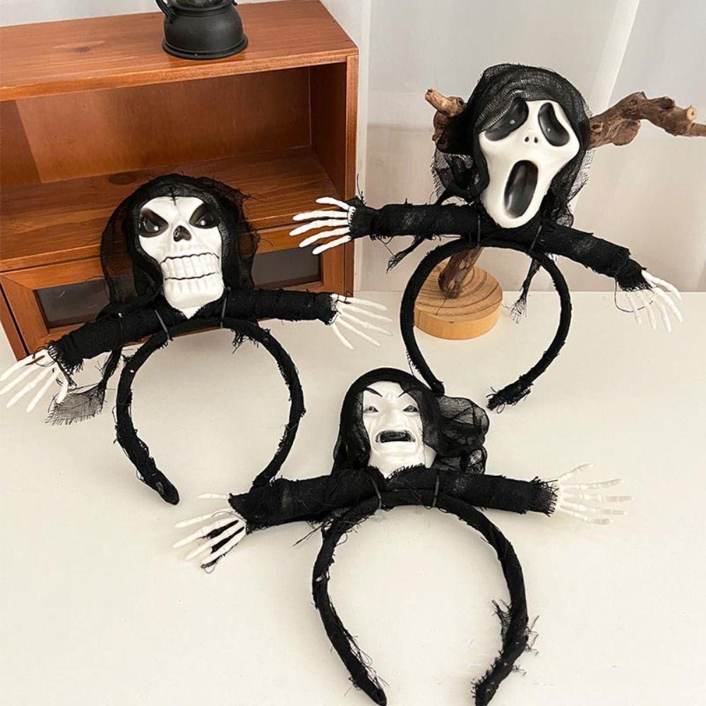 

Ghost Face Halloween Hairband Luminescence Scary Cosplay Headwear Punk Skeleton Hair Hoop Children style2
