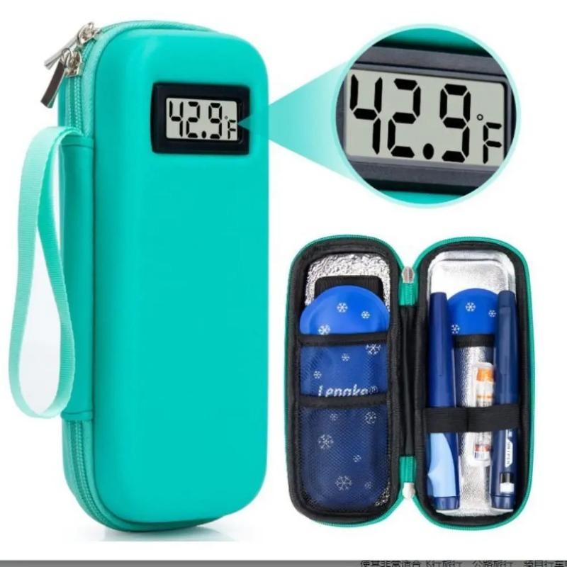Waterproof Insulin Cooler Travel Case Reusable with Thermometer Display Medicine Insulin Cooling Bag Insulated Portable