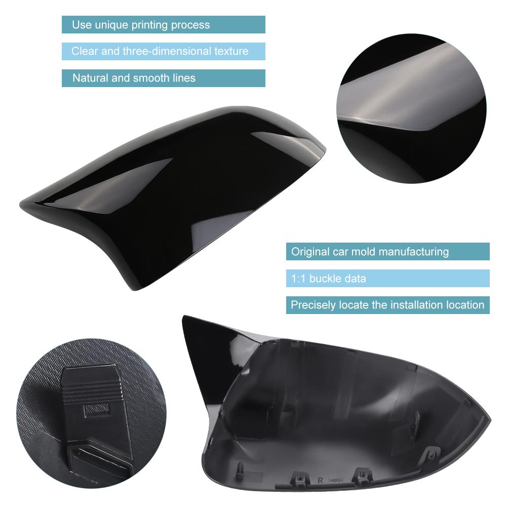 Car Rearview Mirror Cover Trim Car Assecories For BMW F25 X3 F26 X4 F15 X5 F16 X6 2014-2018 Bright Black Carbon Fiber