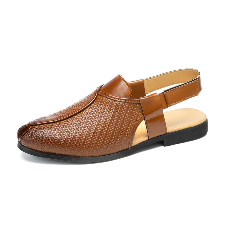 Summer Designer New Men's Gladiators Peep Toe Belt Buckle Patent Leather Casual Shoes Breathable Beach Sandals Outdoor Slippers