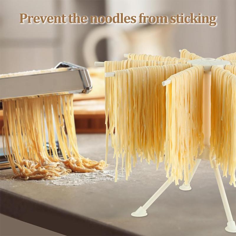 Collapsible Pasta Drying Rack Kitchen Folding Homemade Fresh Spaghetti Stand Dryer Noodle Hanger with 10 Bar Handles JT583