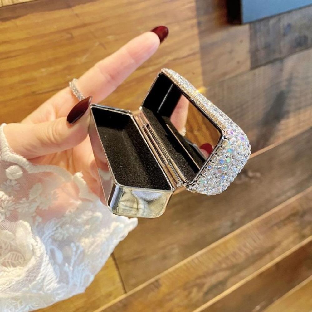 

Набор с коробкой для губной помады с бриллиантами и зеркалом. Портативная защитная коробка для путешествий.