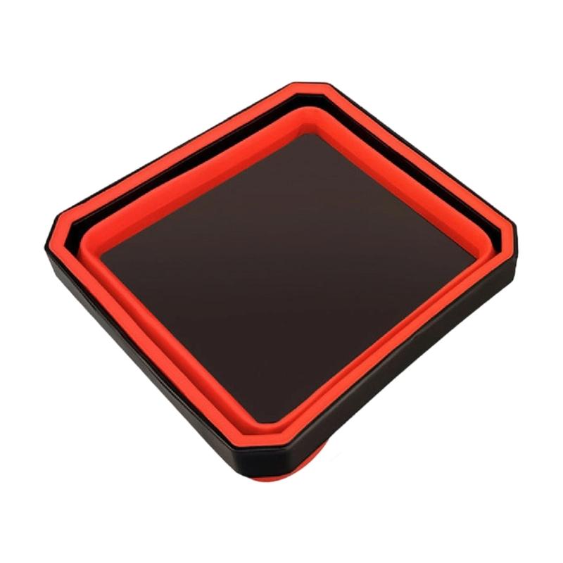 Space Saving Foldable Silicone Magnetic Tray Dish Organizer For Automotive Repair Tool And Hardware With Strong Grip