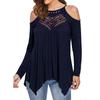 Spring and Autumn Women's Blouse Lace Stitching Strapless Long-sleeved T-shirt Casual Tops