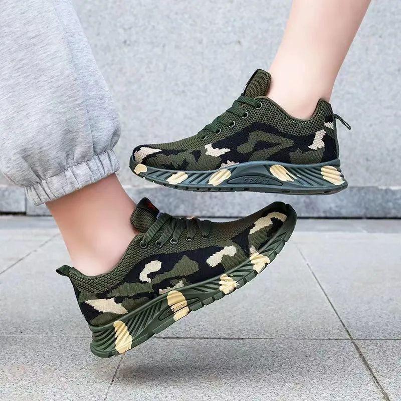 Camouflage sports shoes men's and women's spring and autumn mesh sports shoes trendy sports and leisure shoes