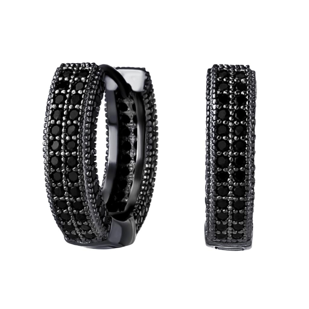 Good Fashionable Design for Casual Attire popular Elegant Black Hoop Earrings Essential Novelty Earrings with Sparkling Cubic Accents Fashion fashion