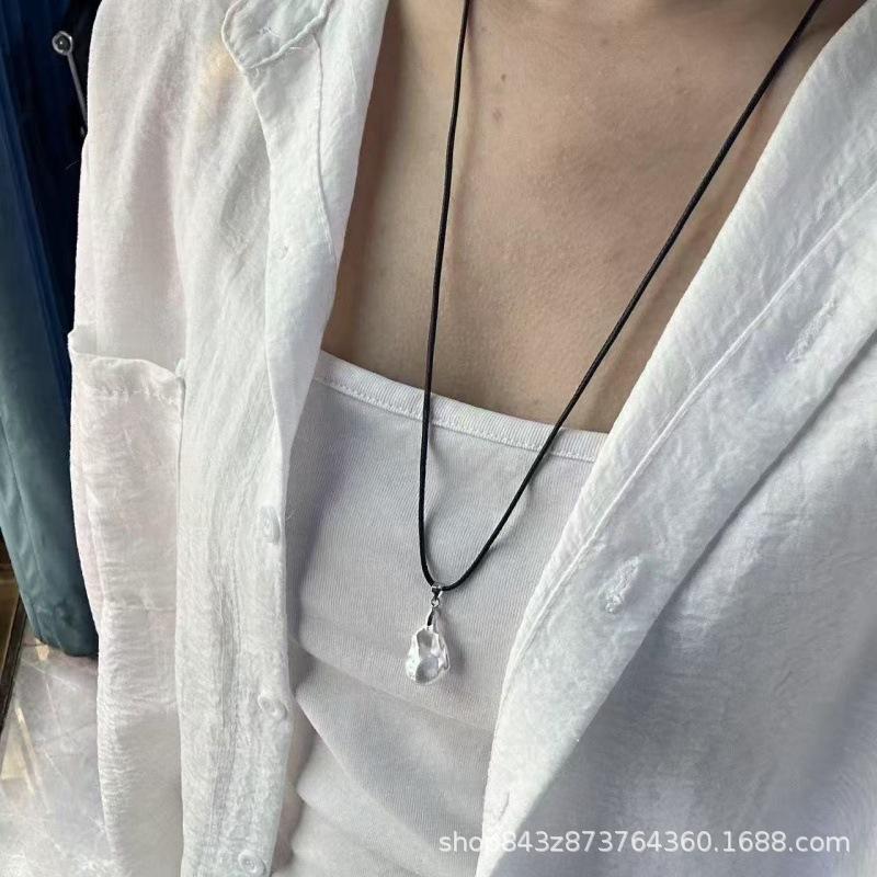 Baroque Pearl Black Leather Cord Adjustable Necklace