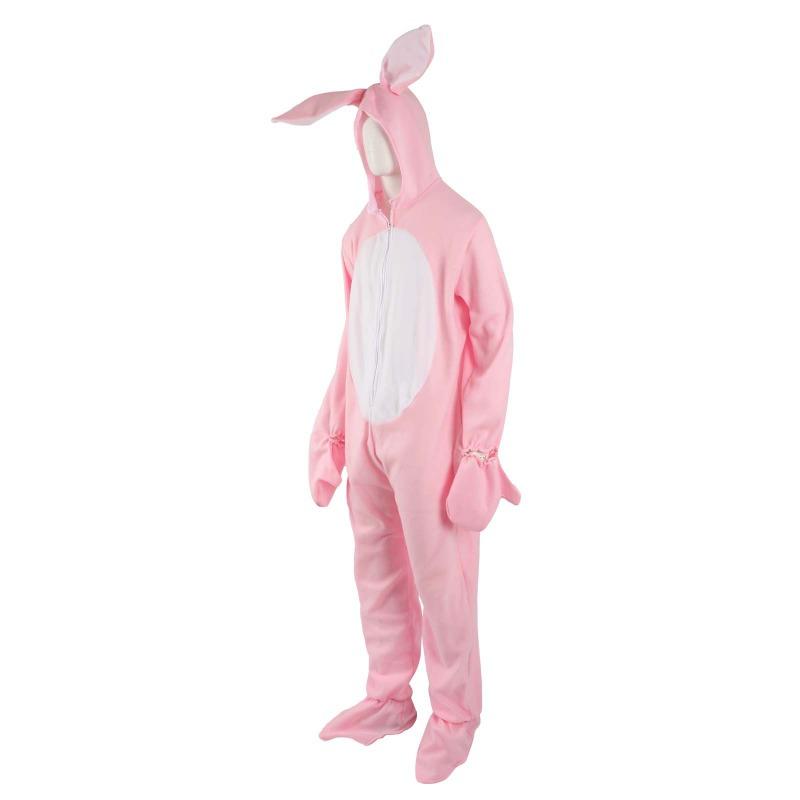 Halloween Pink Bunny Costume for Adults - Polyester Animal Jumpsuit Stage Play Party Outfit